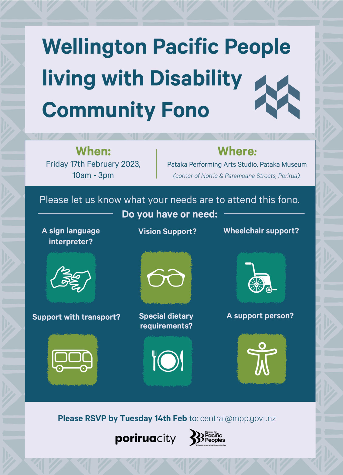 Pacific People living with Disability Community Fono invite