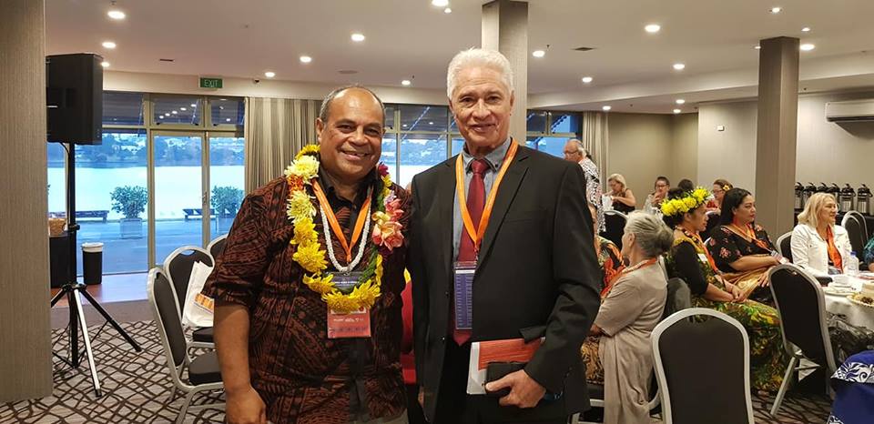 Minister Sio with Maiava Iulai Toma the current Ombudsman for Samoa at the Nga Vaka o Kaiga Tapu fono.
